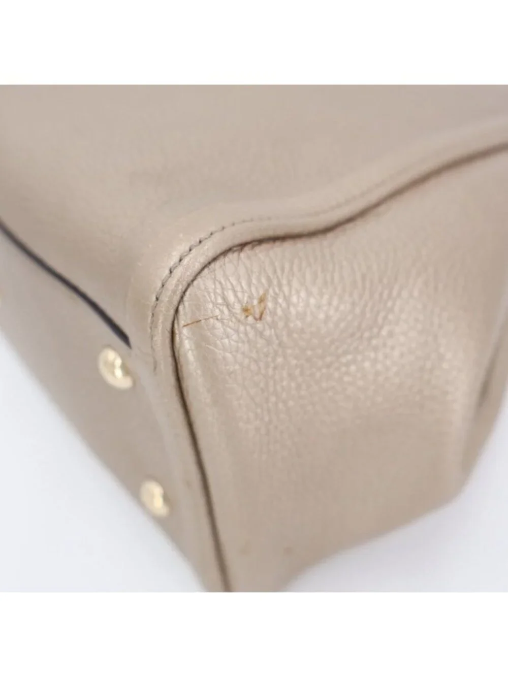 Gucci Soho Mini Shoulder Bag Gray Calf Leather Tassel Charm Interlocking 2-Way